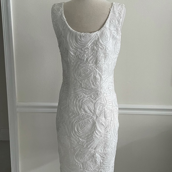 Josie Natori NWT gorgeous Lined M White Lace Dress Neiman Marcus purchase. - Picture 2 of 10